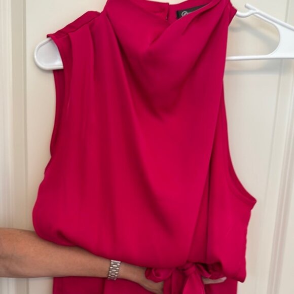 Vibrant Pink Sleeveless Sheath Mini Dress for Cocktail - Picture 2 of 7